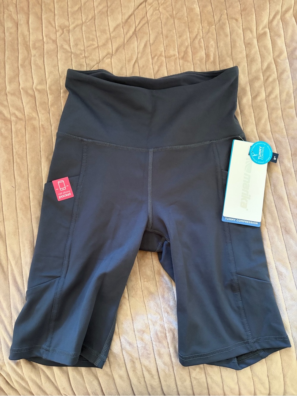 Marika Slate Gray Workout Shorts with Phone Pockets